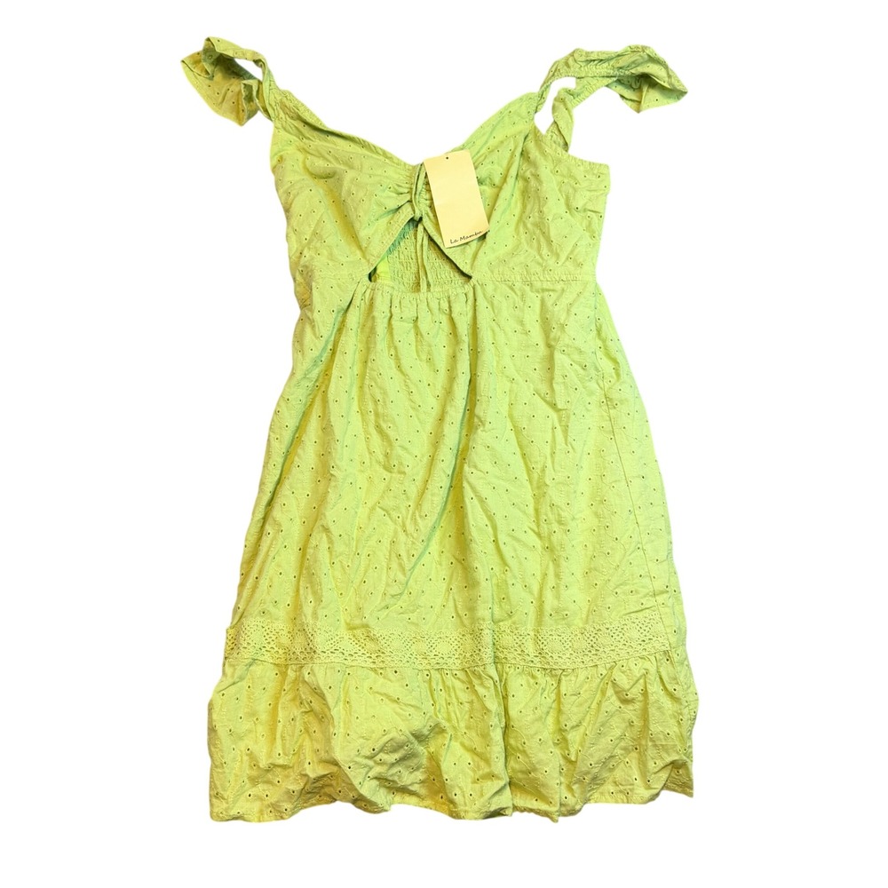 New Live To Be Spoiled Lime Green Eyelet Mini Dress XXL Cutout Summer